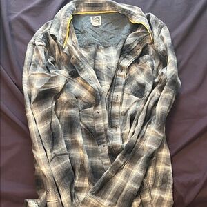 Reef Gray Plaid Shirt with Yellow Trim